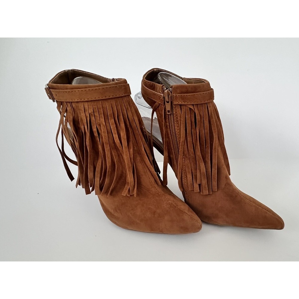 Anne Michelle Womens Stiletto Heels Size 9/39‎ Brown Fringe Southwestern Cowgirl